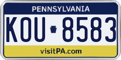 PA license plate KOU8583