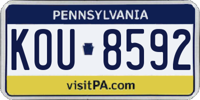 PA license plate KOU8592