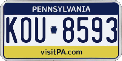 PA license plate KOU8593