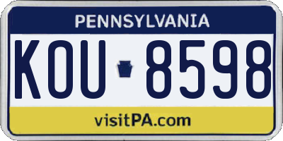 PA license plate KOU8598