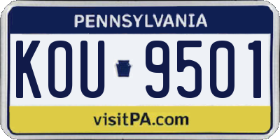 PA license plate KOU9501