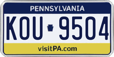 PA license plate KOU9504