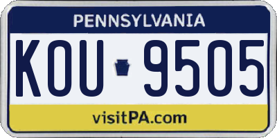 PA license plate KOU9505