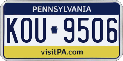PA license plate KOU9506