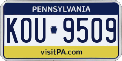 PA license plate KOU9509