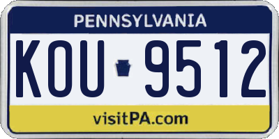 PA license plate KOU9512