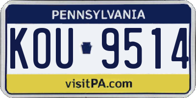 PA license plate KOU9514
