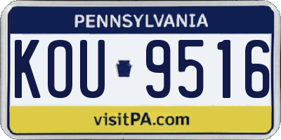 PA license plate KOU9516