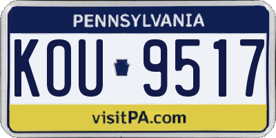 PA license plate KOU9517