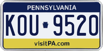 PA license plate KOU9520