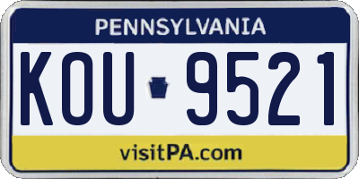 PA license plate KOU9521
