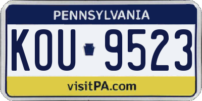 PA license plate KOU9523