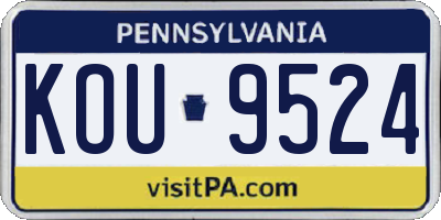 PA license plate KOU9524