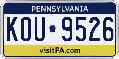 PA license plate KOU9526