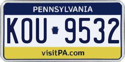 PA license plate KOU9532