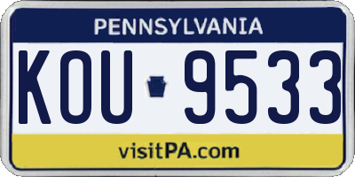 PA license plate KOU9533