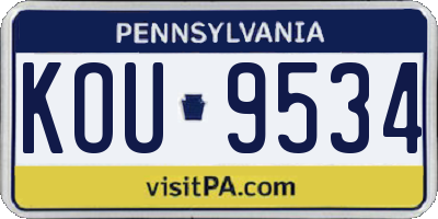 PA license plate KOU9534
