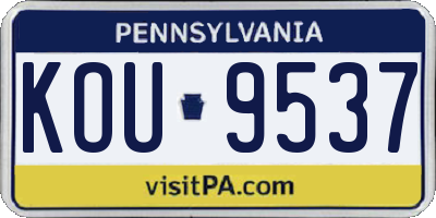 PA license plate KOU9537
