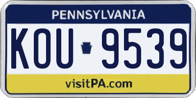 PA license plate KOU9539