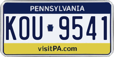 PA license plate KOU9541