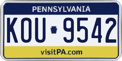 PA license plate KOU9542