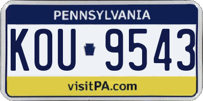 PA license plate KOU9543