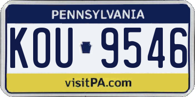 PA license plate KOU9546