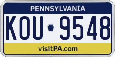 PA license plate KOU9548