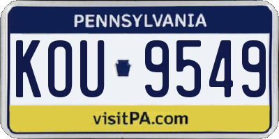 PA license plate KOU9549