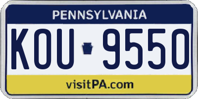 PA license plate KOU9550