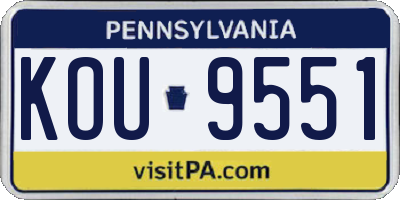 PA license plate KOU9551