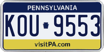 PA license plate KOU9553