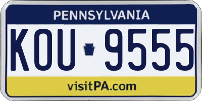 PA license plate KOU9555