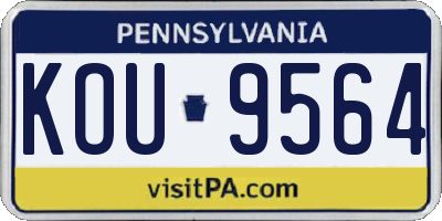 PA license plate KOU9564