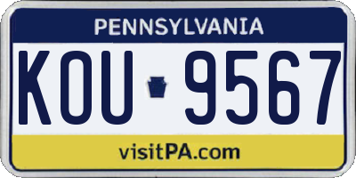 PA license plate KOU9567