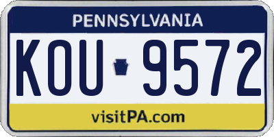 PA license plate KOU9572