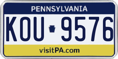 PA license plate KOU9576