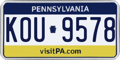 PA license plate KOU9578