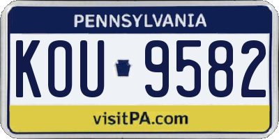 PA license plate KOU9582