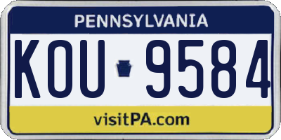 PA license plate KOU9584