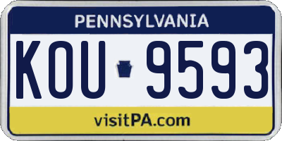 PA license plate KOU9593