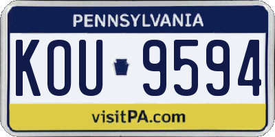 PA license plate KOU9594