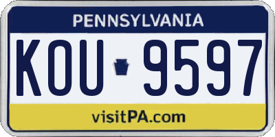PA license plate KOU9597