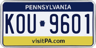 PA license plate KOU9601