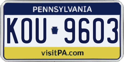 PA license plate KOU9603