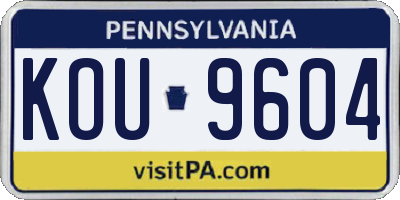 PA license plate KOU9604