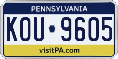 PA license plate KOU9605