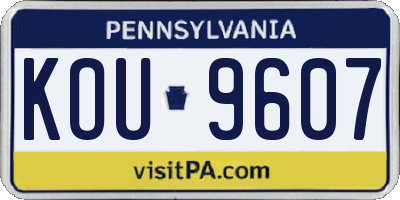 PA license plate KOU9607