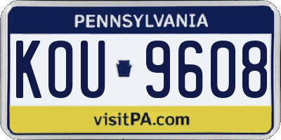 PA license plate KOU9608