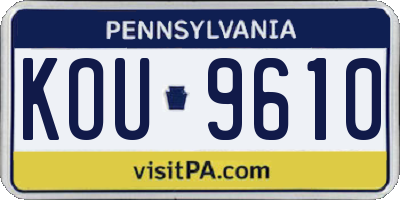 PA license plate KOU9610